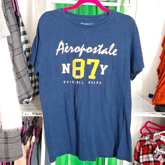 AEROPOSTALE T-SHIRT SIZE LARGE BLUE - Picture 1 of 2